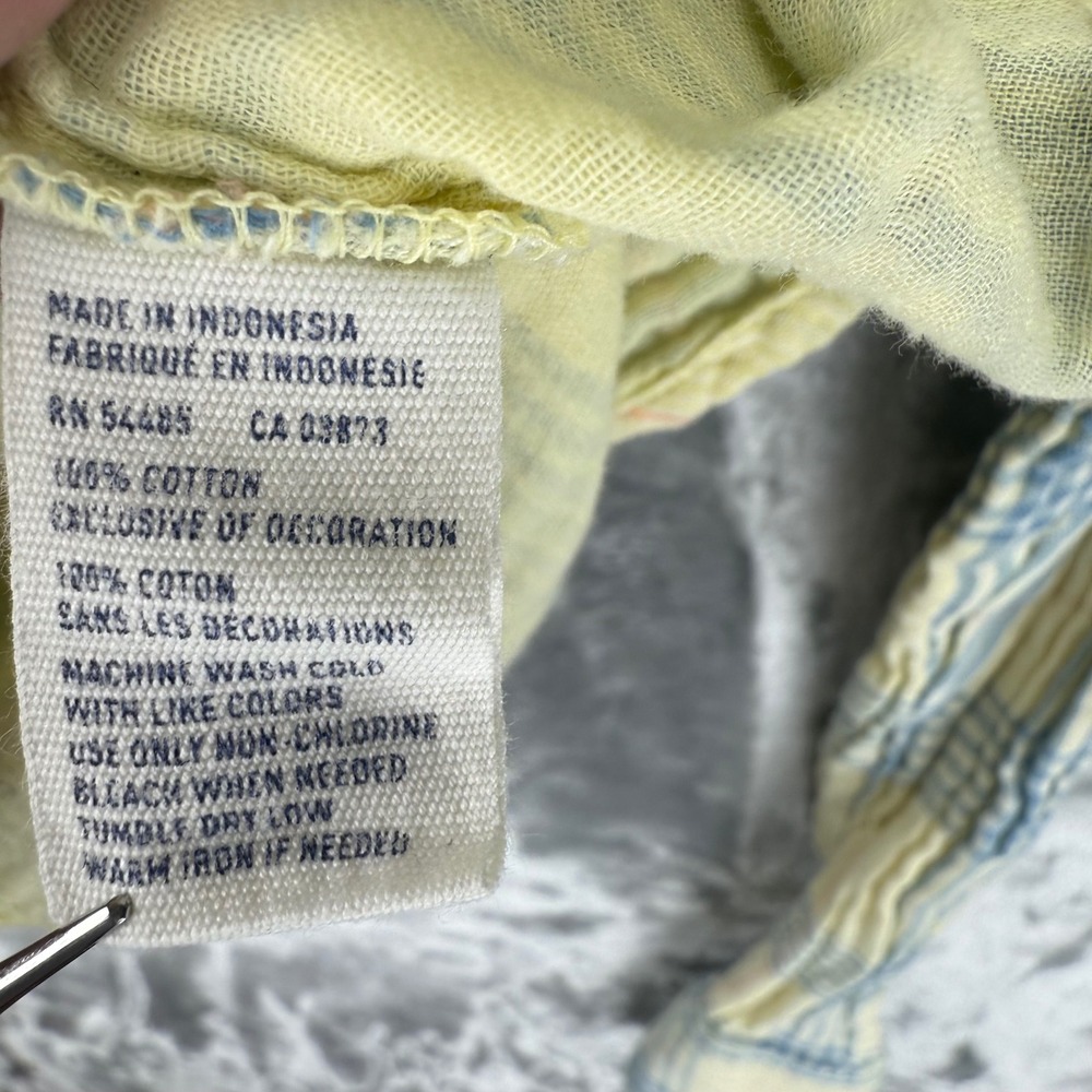 American Eagle Womens Plaid Snap Front Western Gauze Shirt Yellow Blue Size 10 - Picture 7 of 15